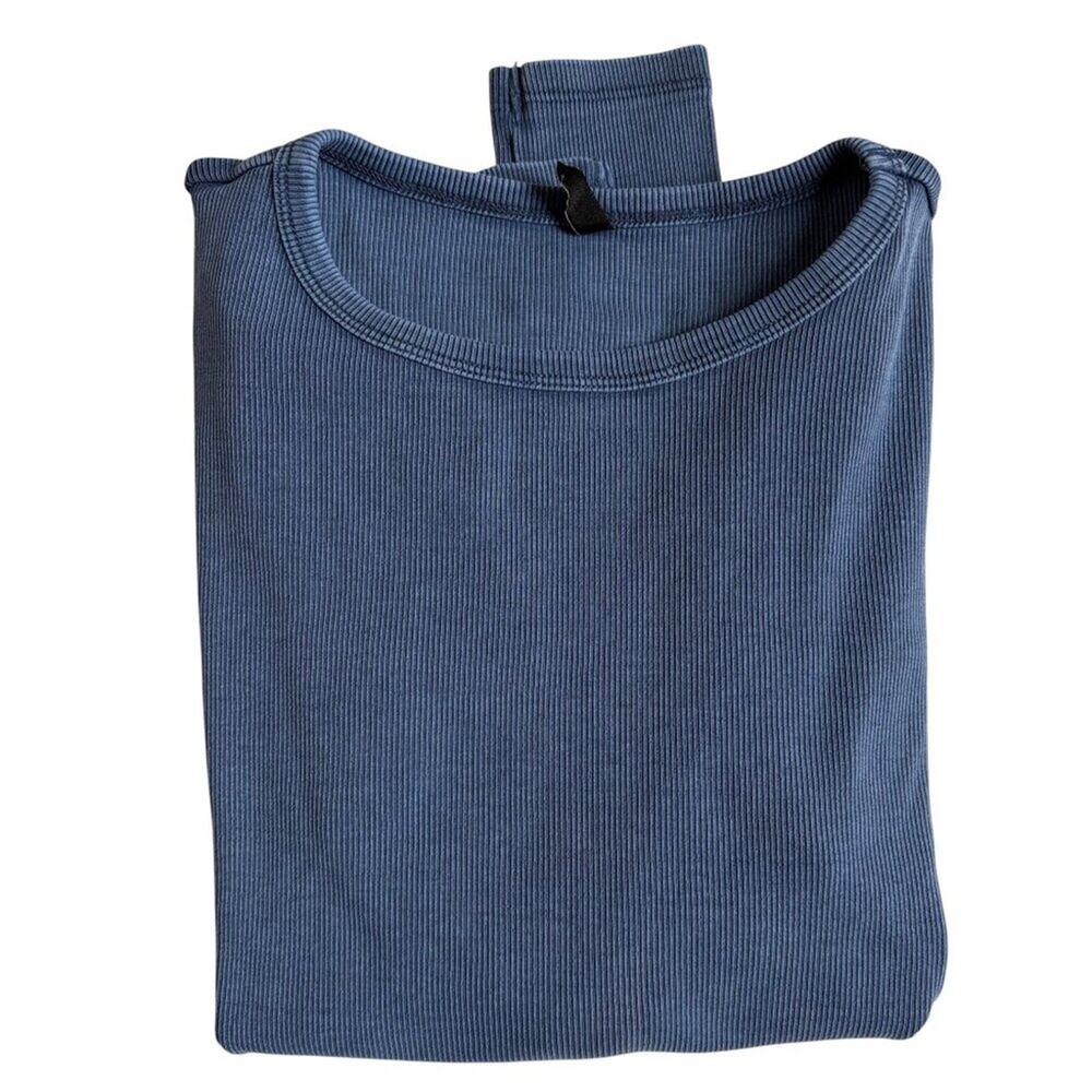 Pigalle Quinn Ribbed Long Sleeve Shirt (Blue) - Size Medium